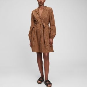 GAP Brown Animal Print Tie-Belt Dress